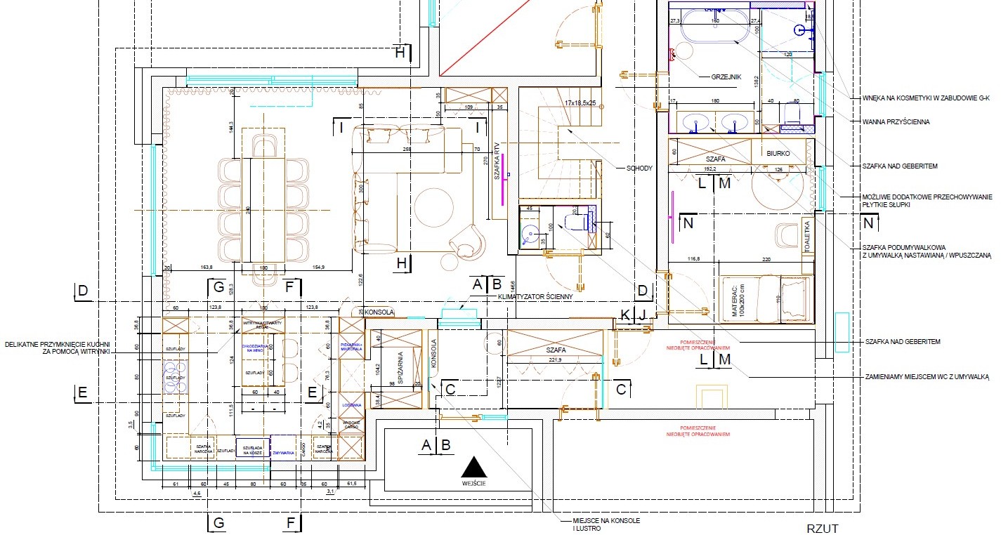STUDIO QUBIK ARCHITEKT WNETRZ LODZ WARSZAWA UKLAD FUNKCJONLANY RZUT DOMU MIESZKANIA